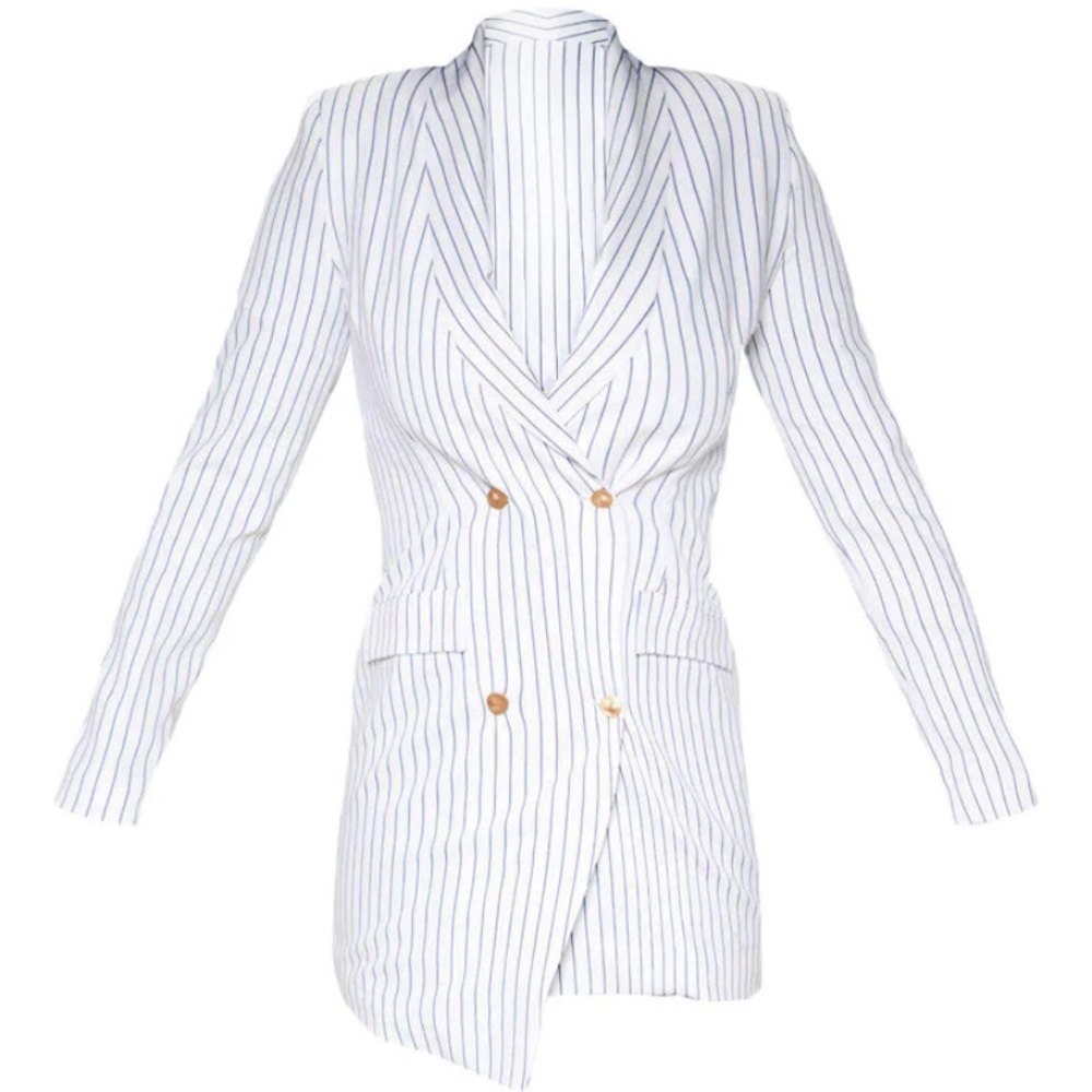 White pinstripe blazer dress